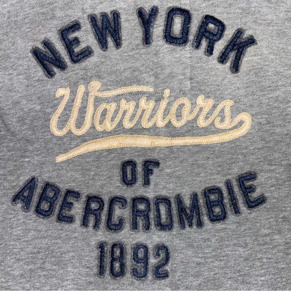 ABERCROMBIE & FITCH Muscle Jacket Y2K Hoodie Warriors New York 3D Gray Kid Large